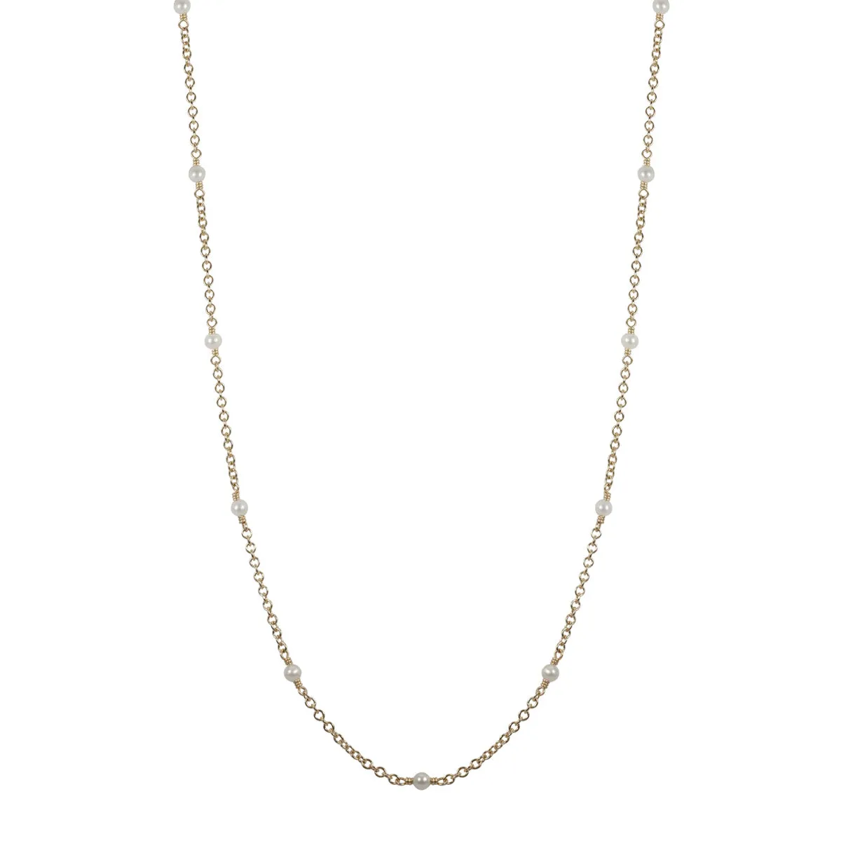 10K Gold Simple Beaded Chain with Pearl