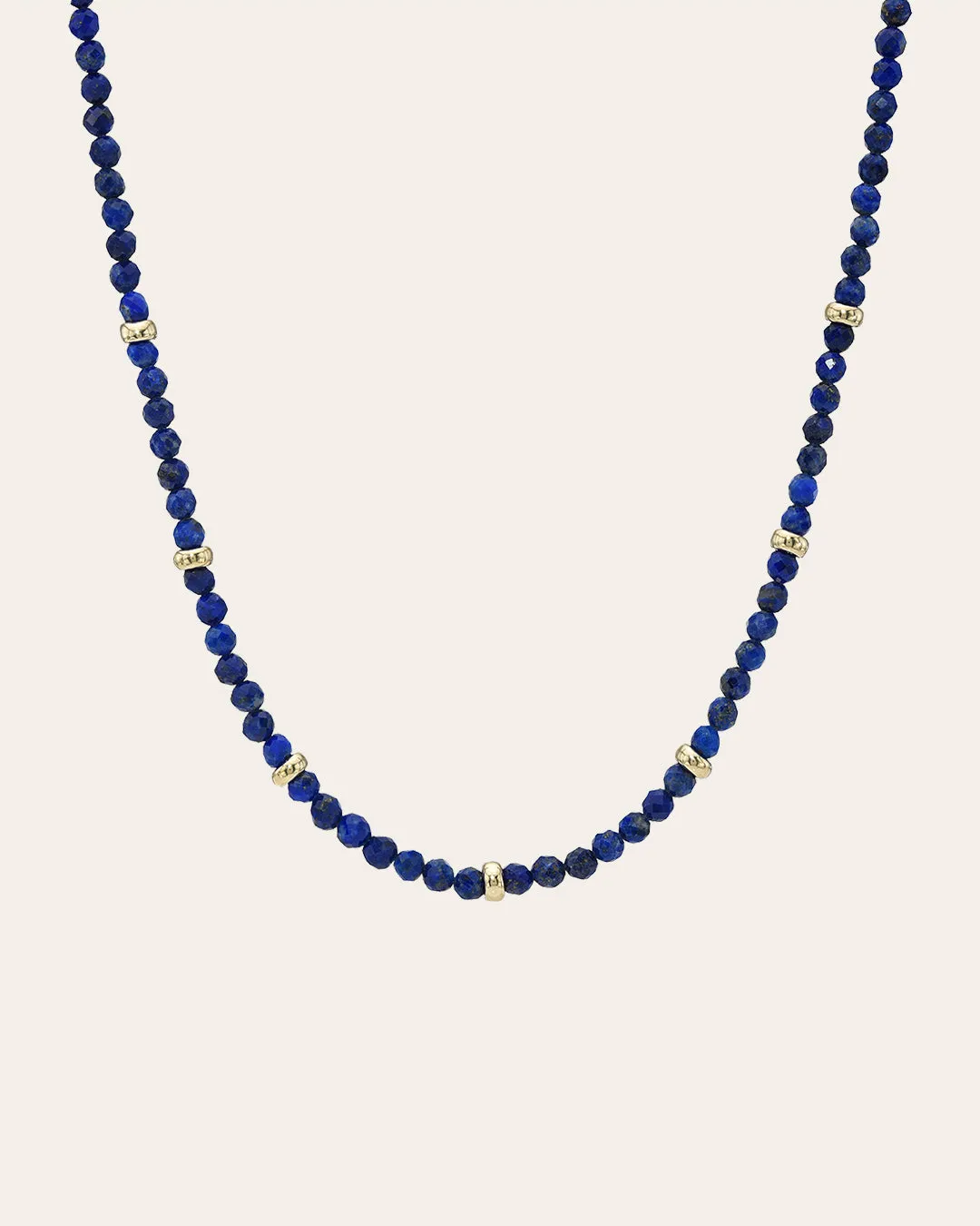 14k Gold Blue Lapis Segment Bead Necklace