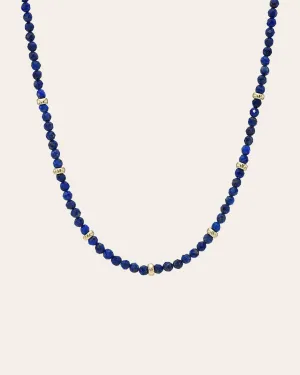 14k Gold Blue Lapis Segment Bead Necklace