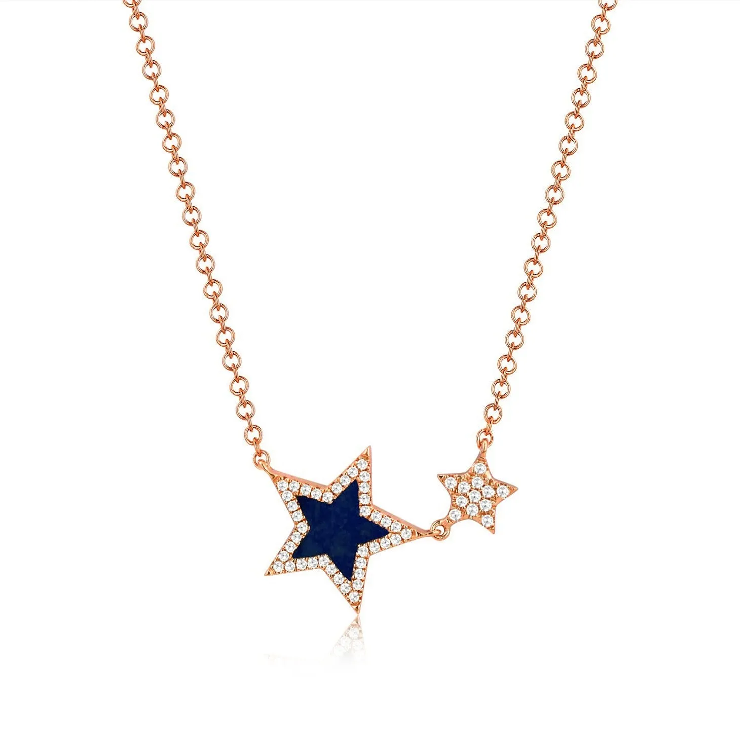 14K GOLD DIAMOND AND LAPIS AUBREY STAR NECKLACE