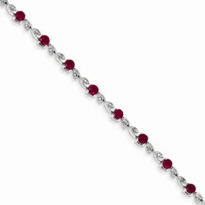 14K White Gold Diamond and Ruby Bracelet