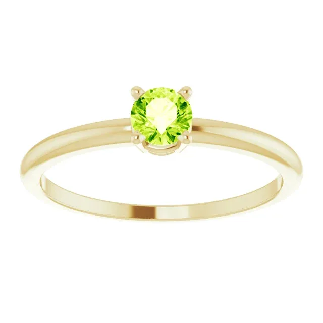 14K Yellow Gold 4 mm Natural Peridot Ring