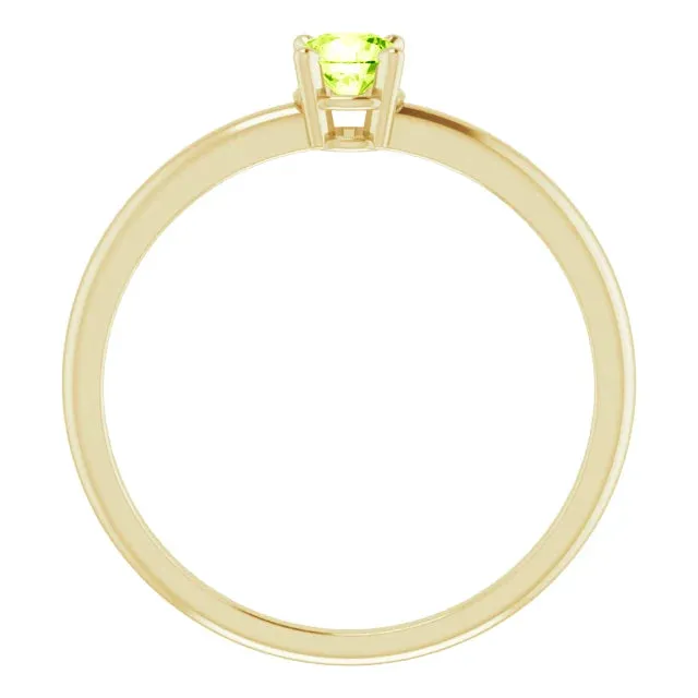 14K Yellow Gold 4 mm Natural Peridot Ring