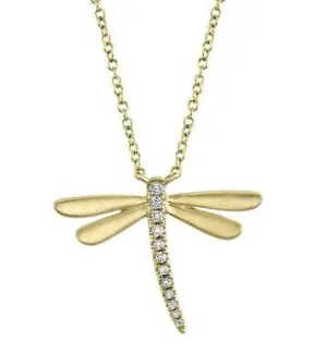 14k Yellow Gold Dragonfly Necklace