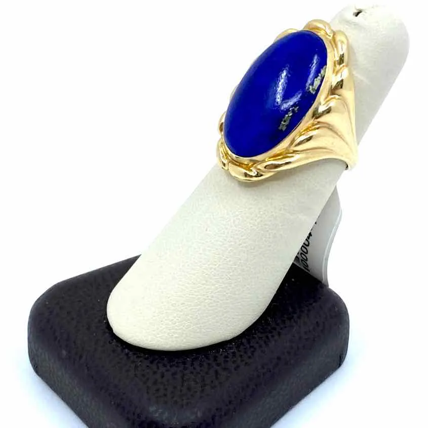 14K YELLOW GOLD LAPIS RING Womens Size 6.5