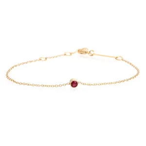 14K Yellow Gold Ruby Bezel Set Bracelet