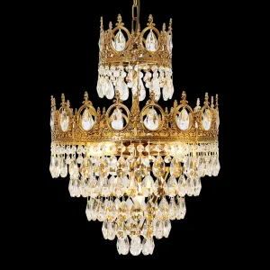 15 Inch Small Crystal Light French Empire Style Brass Crystal Chandelier