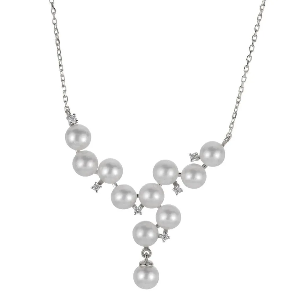 18 inch Fresh Water Pearl and Natural Diamond Necklace