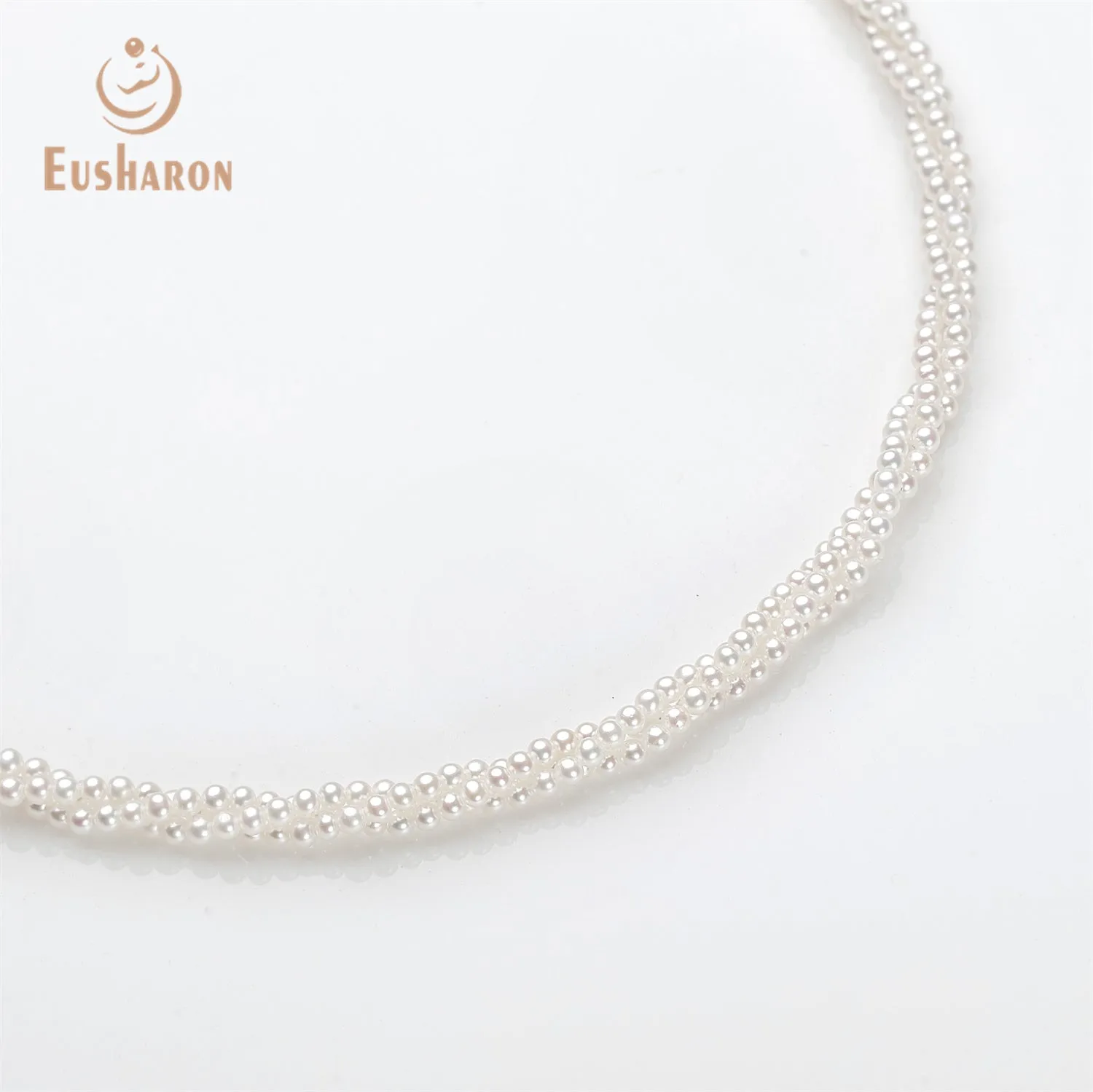 2.5-2.8mm AAA Twisted Multi Strand Freshwater AK Pearl Necklace