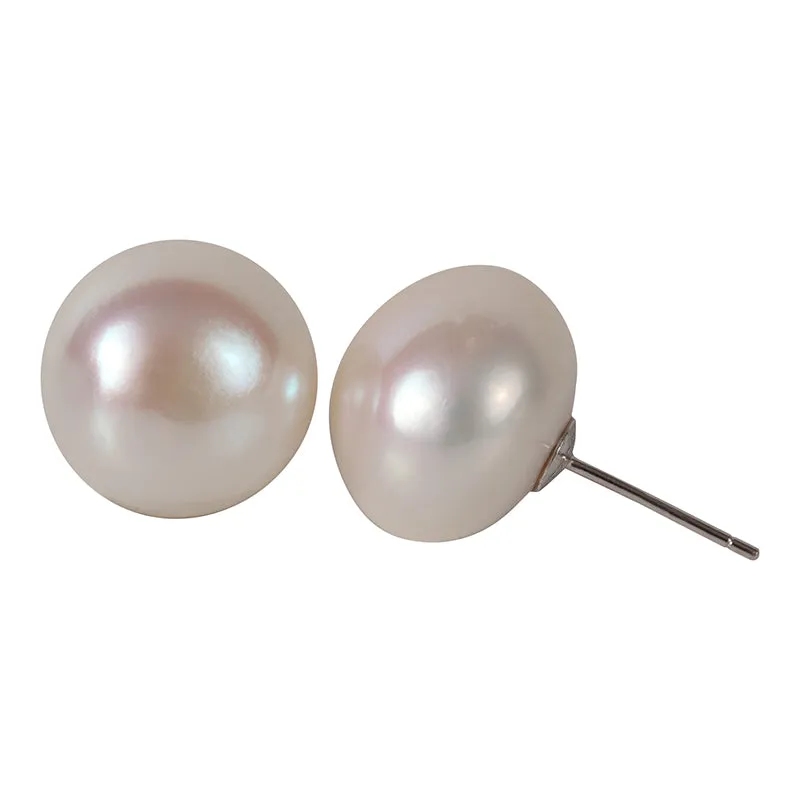 320-01 | 14MM WHITE FRESHWATER STUD EARRING