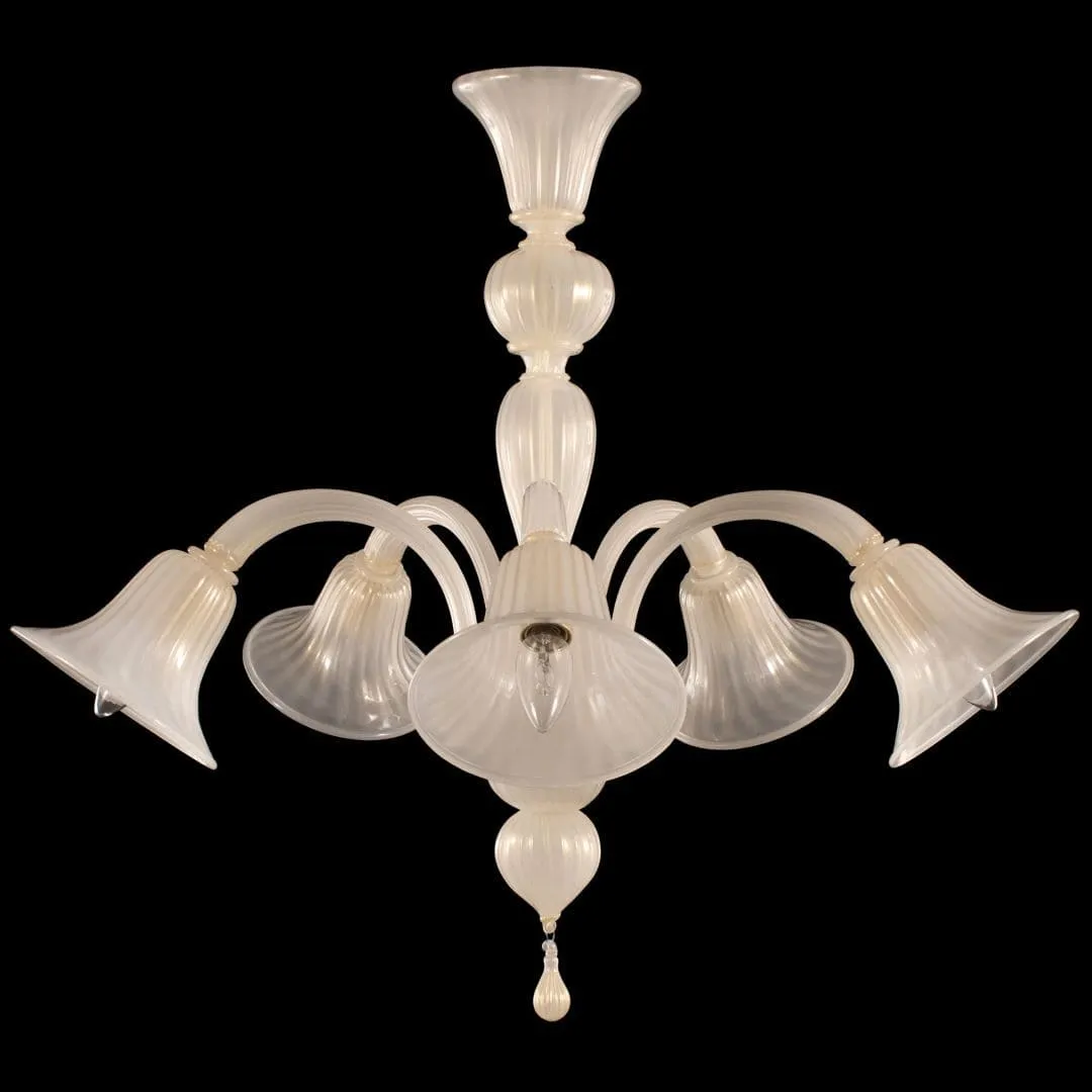 5 Light Gold Murano Glass Chandelier