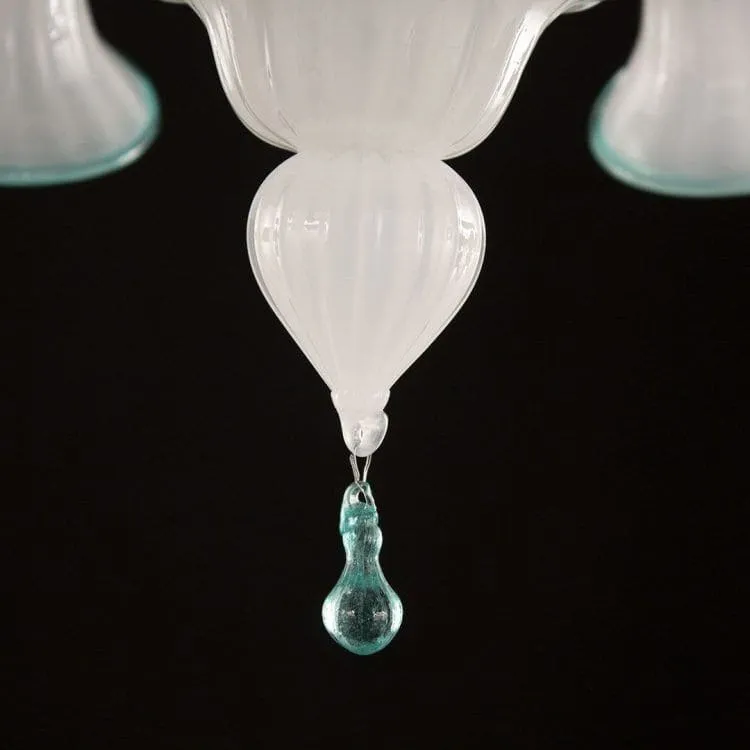 5 Light Marine Green Murano Glass Chandelier