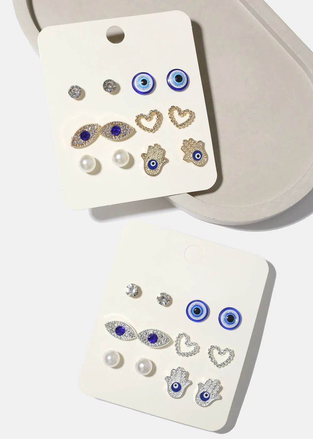 6 Pair Evil Eye Earring Set