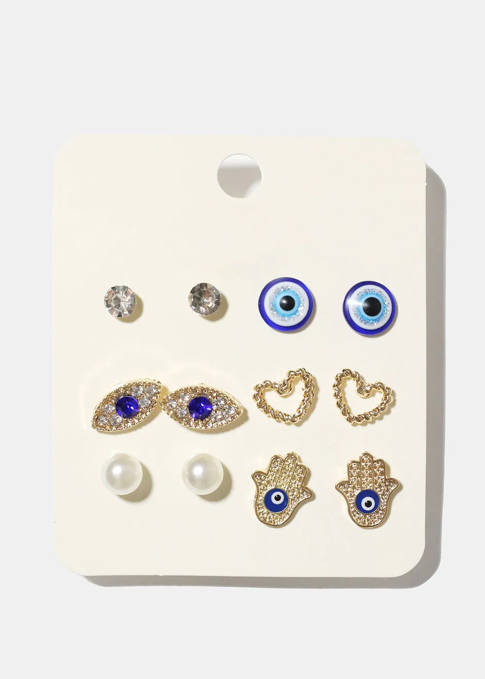 6 Pair Evil Eye Earring Set