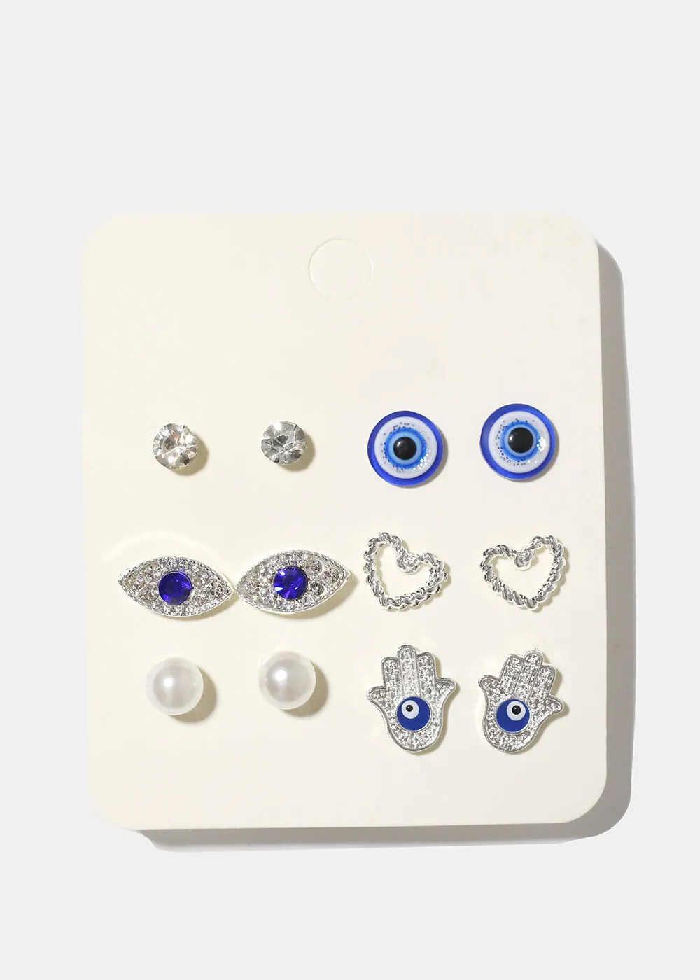 6 Pair Evil Eye Earring Set