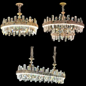 Affordable Round K9 Crystal Chandelier Lighting For Living Room Modern Rectangle Pendant Lamp For Dining Table