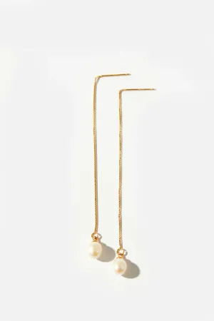 AMELIE GEORGE -  LEAH - MINIMAL FRESHWATER PEARL WEDDING EARRINGS - GOLD