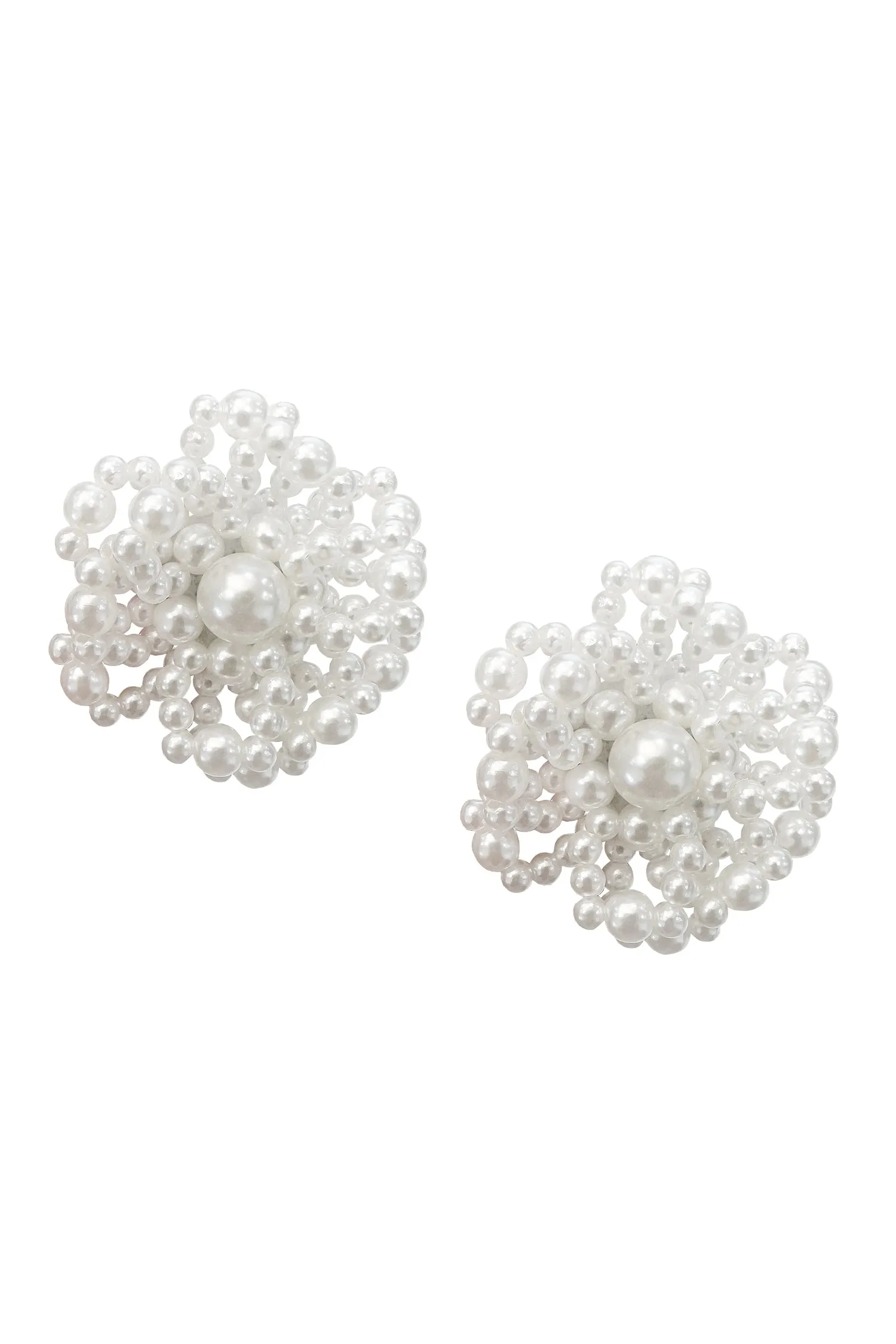 Audrina Pearl Flower Statement Earrings