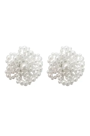 Audrina Pearl Flower Statement Earrings