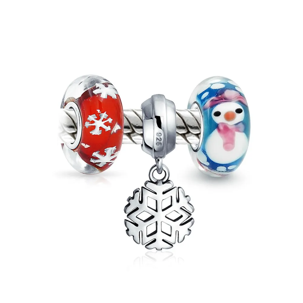 Bell Holly Wreath Silver Christmas Charm Bead for Seasonal Jewelry