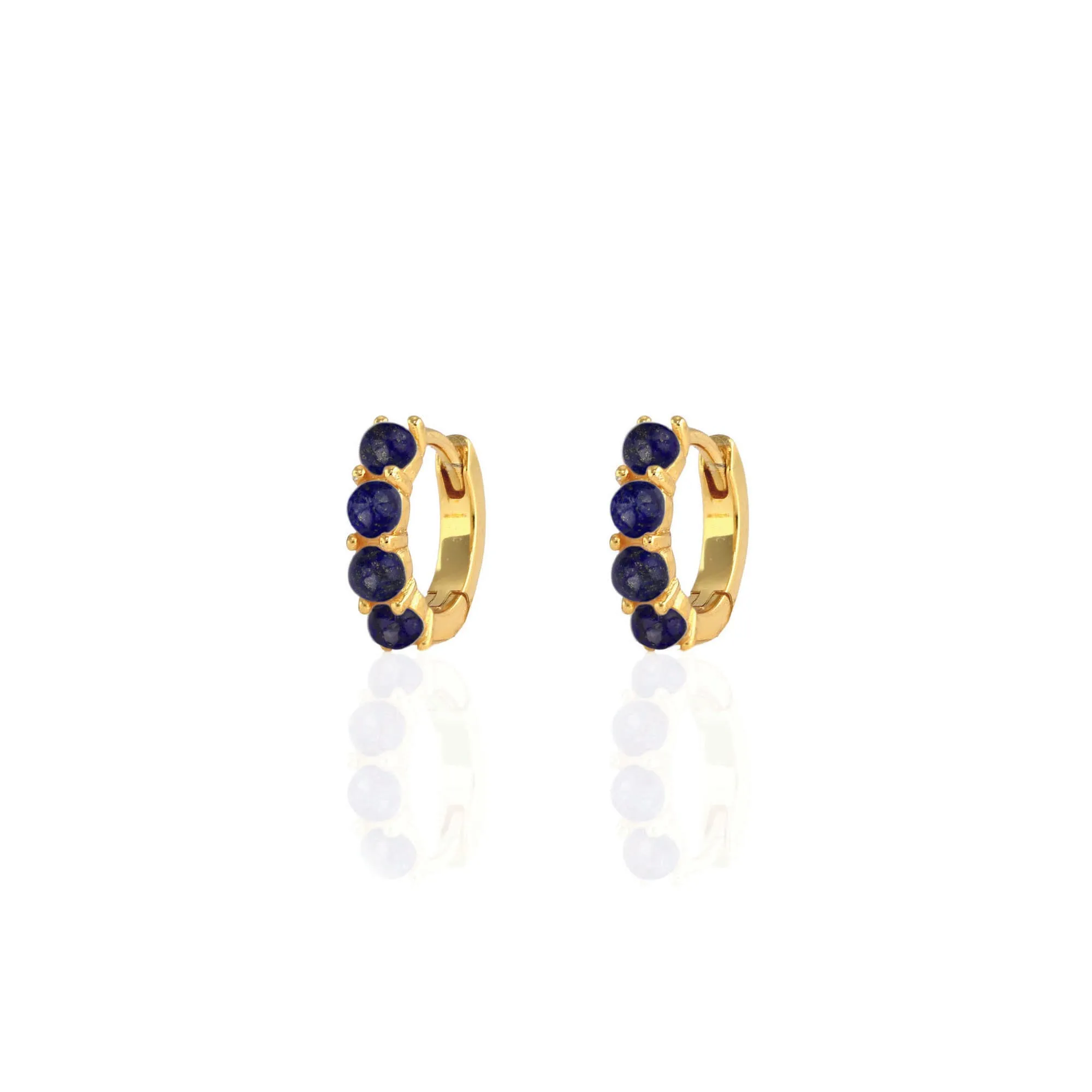 Blue Lapis Huggie Hoop Earrings