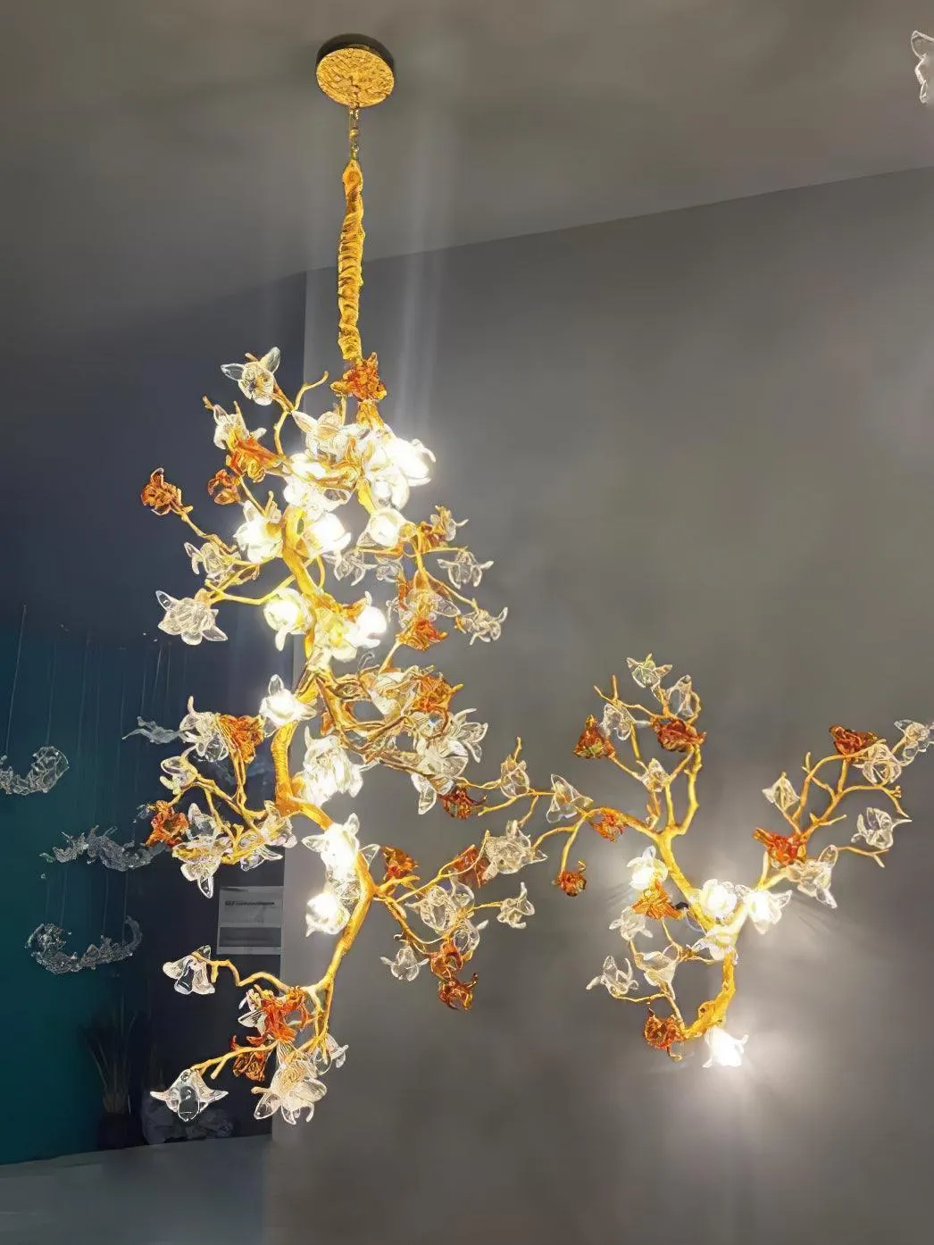 Brass Maple Branch Chandelier