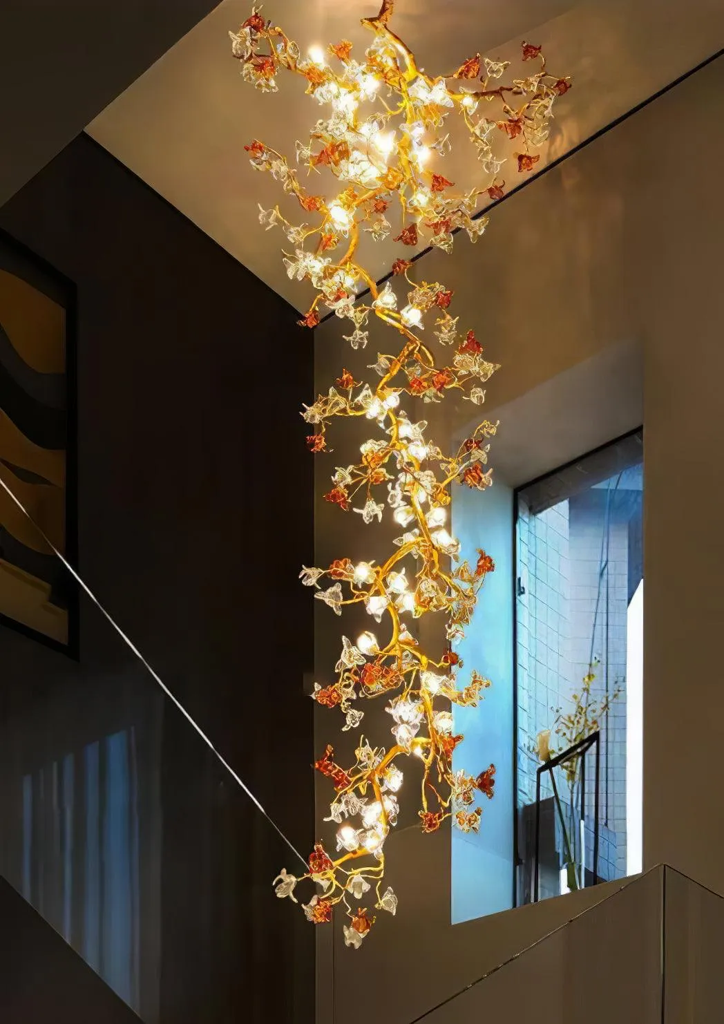 Brass Maple Branch Chandelier