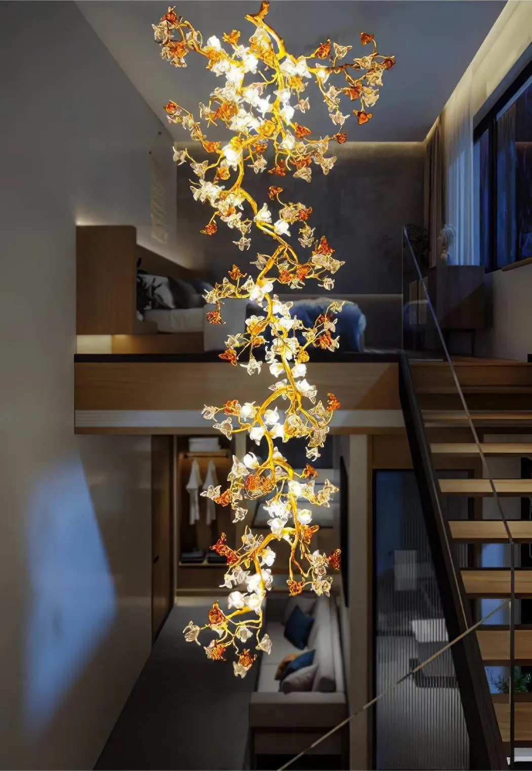 Brass Maple Branch Chandelier