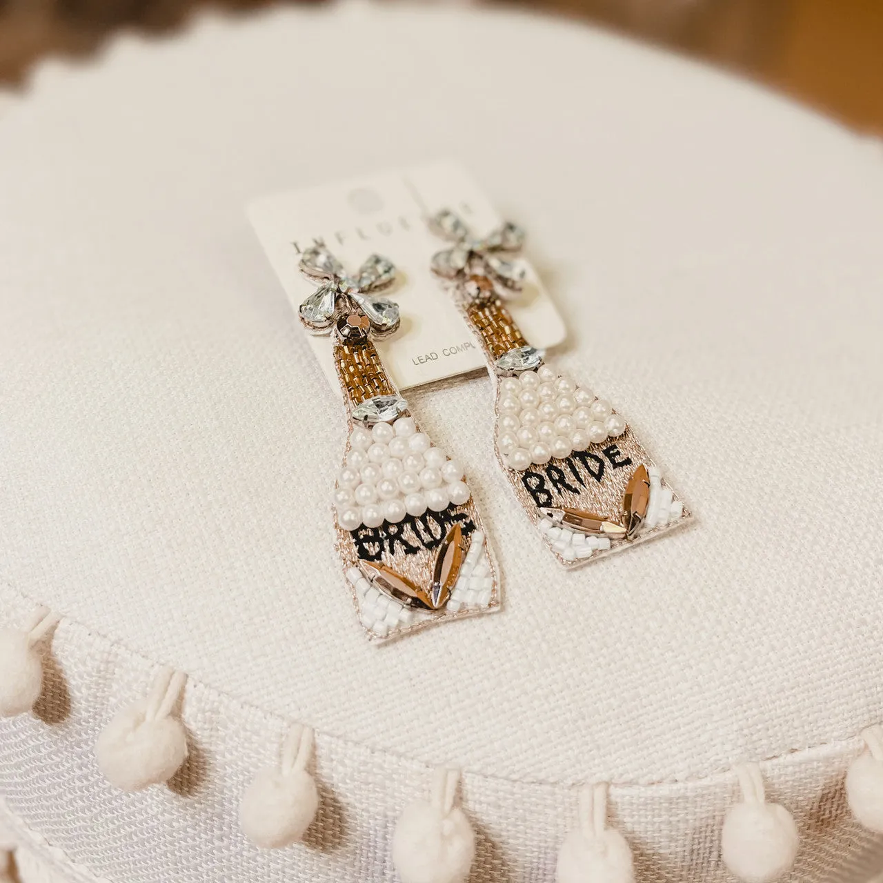 Bride Pearl Champagne Earrings