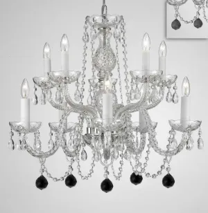 Chandelier Lighting Crystal Chandeliers H25" X W24" 10 Lights - Dressed w/ Jet Black Crystal Balls! Great for Dining Room, Foyer, Entry Way, Living Room, Bedroom, Kitchen! - G46-B95/CS/1122/5 5