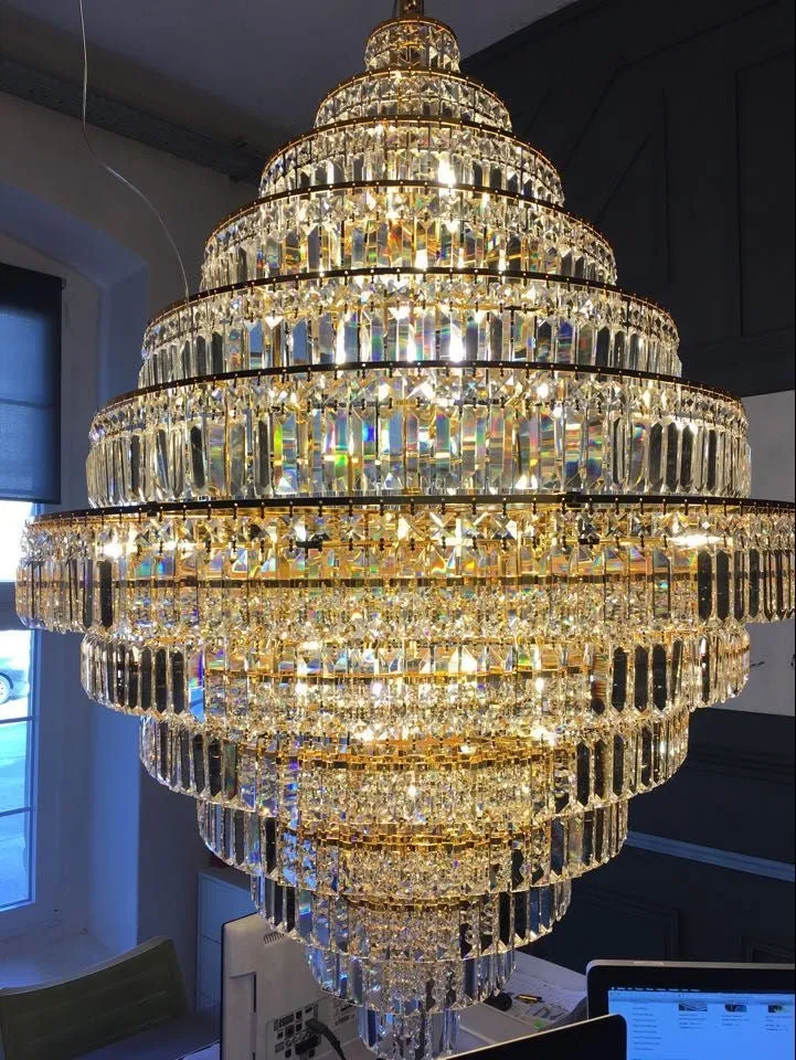 Chrome/ Silver/ Gold Extra Large Chandelier For Foyer Living Room Staircase Crystal Ceiling Lighting Fixture