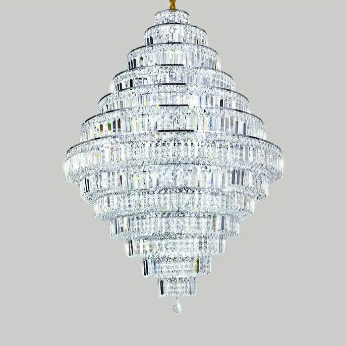 Chrome/ Silver/ Gold Extra Large Chandelier For Foyer Living Room Staircase Crystal Ceiling Lighting Fixture