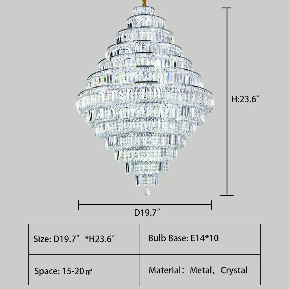 Chrome/ Silver/ Gold Extra Large Chandelier For Foyer Living Room Staircase Crystal Ceiling Lighting Fixture