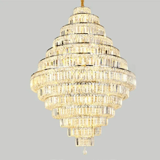 Chrome/ Silver/ Gold Extra Large Chandelier For Foyer Living Room Staircase Crystal Ceiling Lighting Fixture