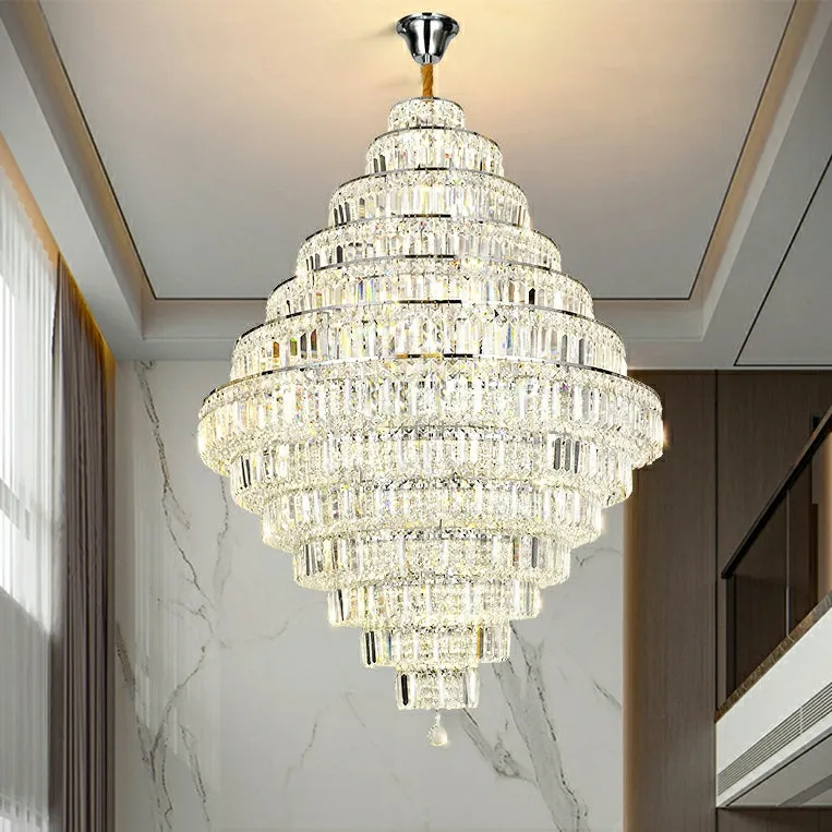 Chrome/ Silver/ Gold Extra Large Chandelier For Foyer Living Room Staircase Crystal Ceiling Lighting Fixture