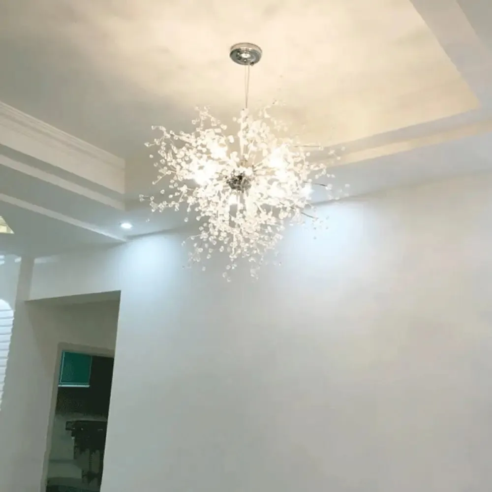 Clear Crystal Firework Shade Chandelier - 8/12 Light Indoor Ceiling Fixture - Contemporary Lighting