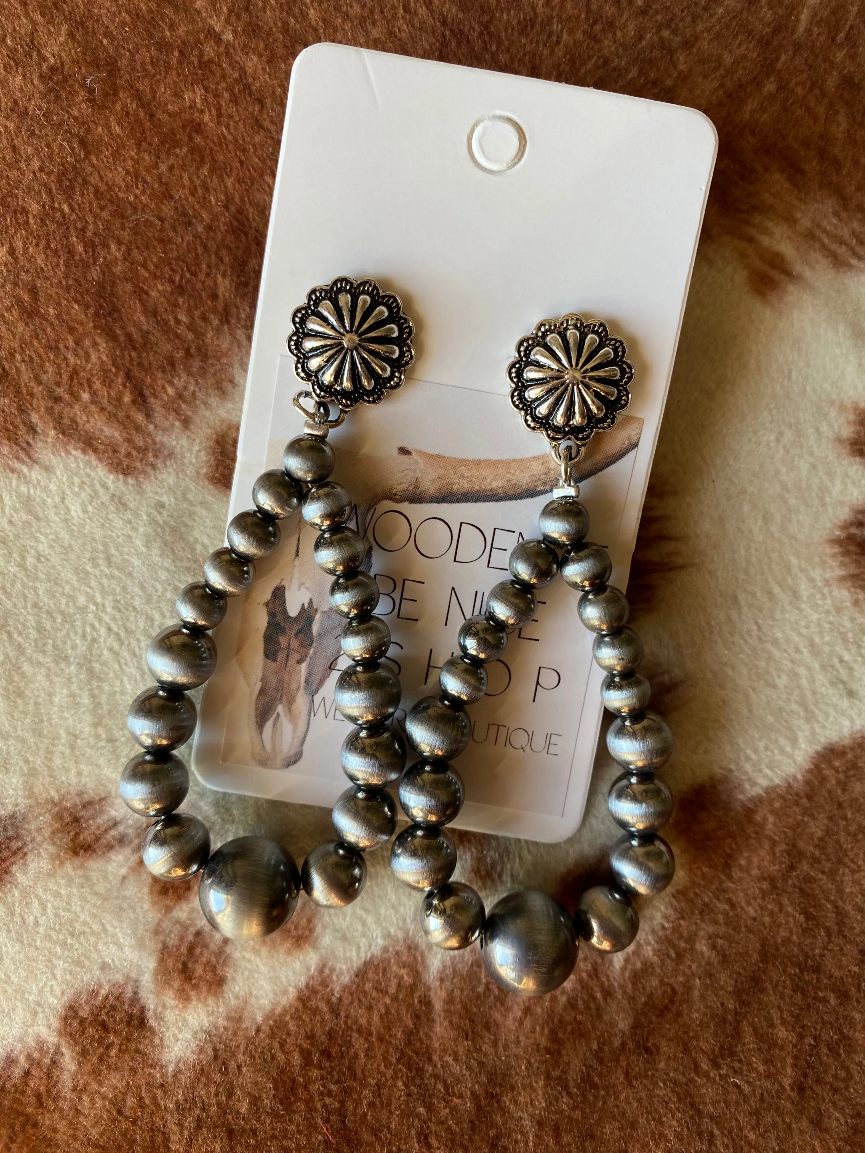 Concho Bead Stud Earrings