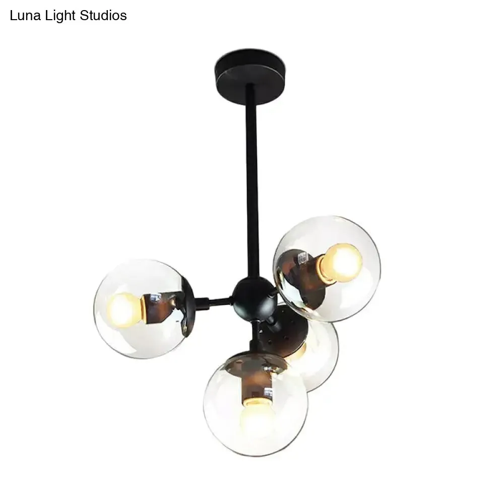 Contemporary Black Glass Chandelier - 5-Light Modern Hanging Pendant for Living Room