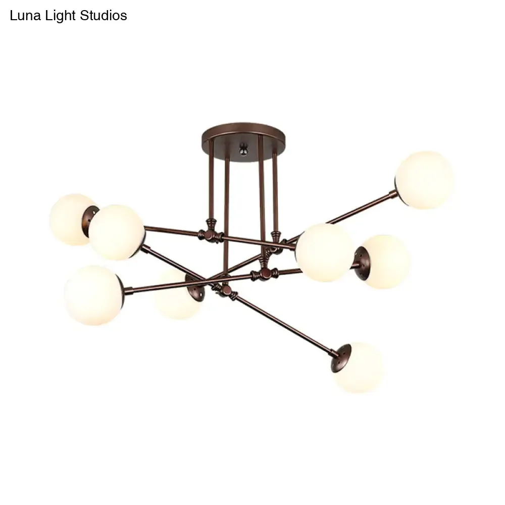 Contemporary Opal Glass Coffee Bubble Ceiling Chandelier - 8 Bulbs Pendant Light