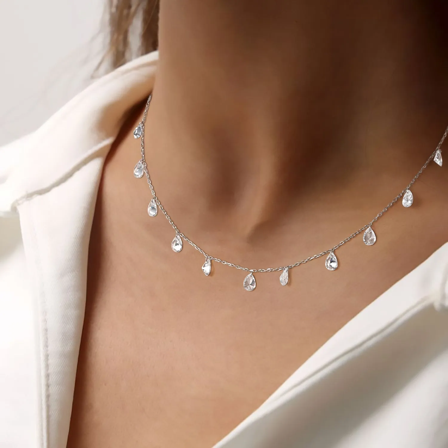 Cubic Zirconia Necklace in Sterling Silver