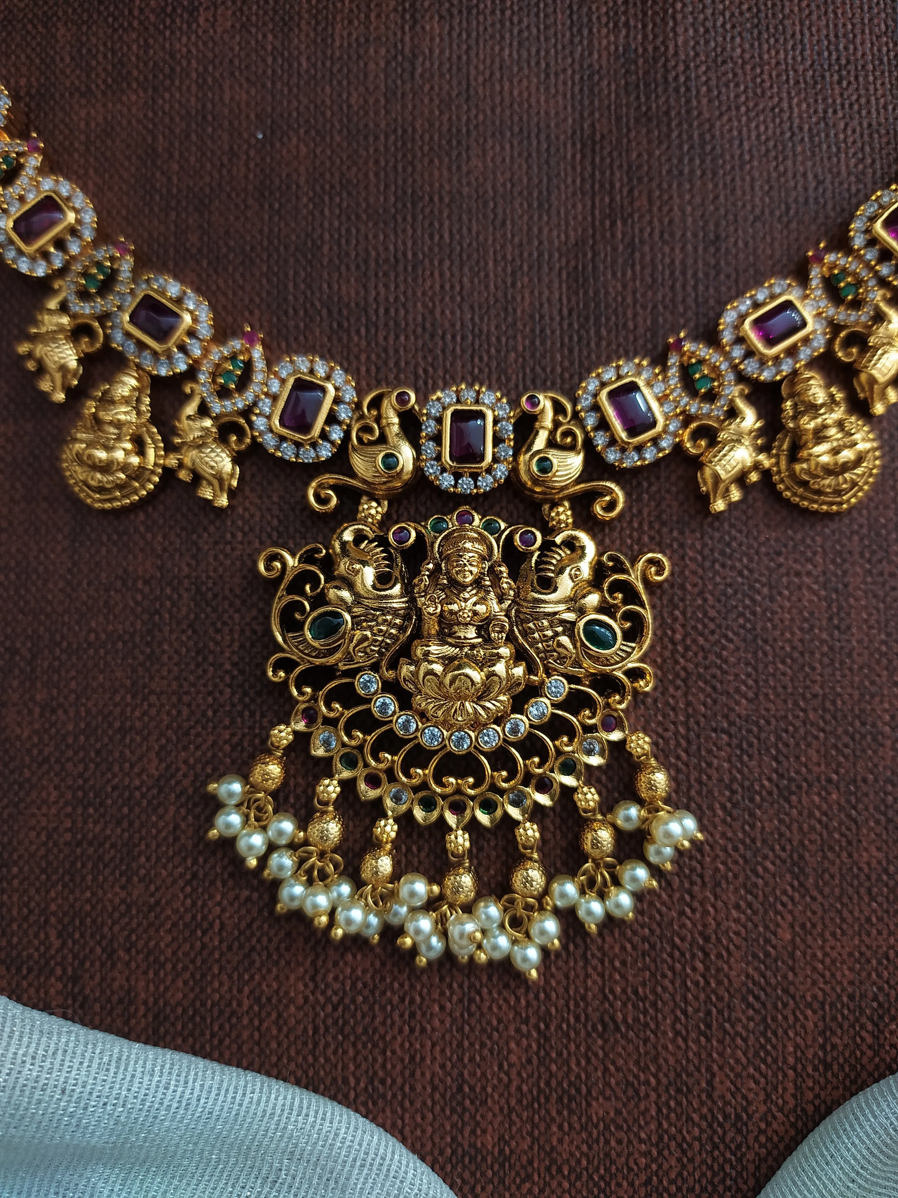 Divine Blessings and Enchanting Beauty Lakshmi Ji & Peacock Antique Necklace Set