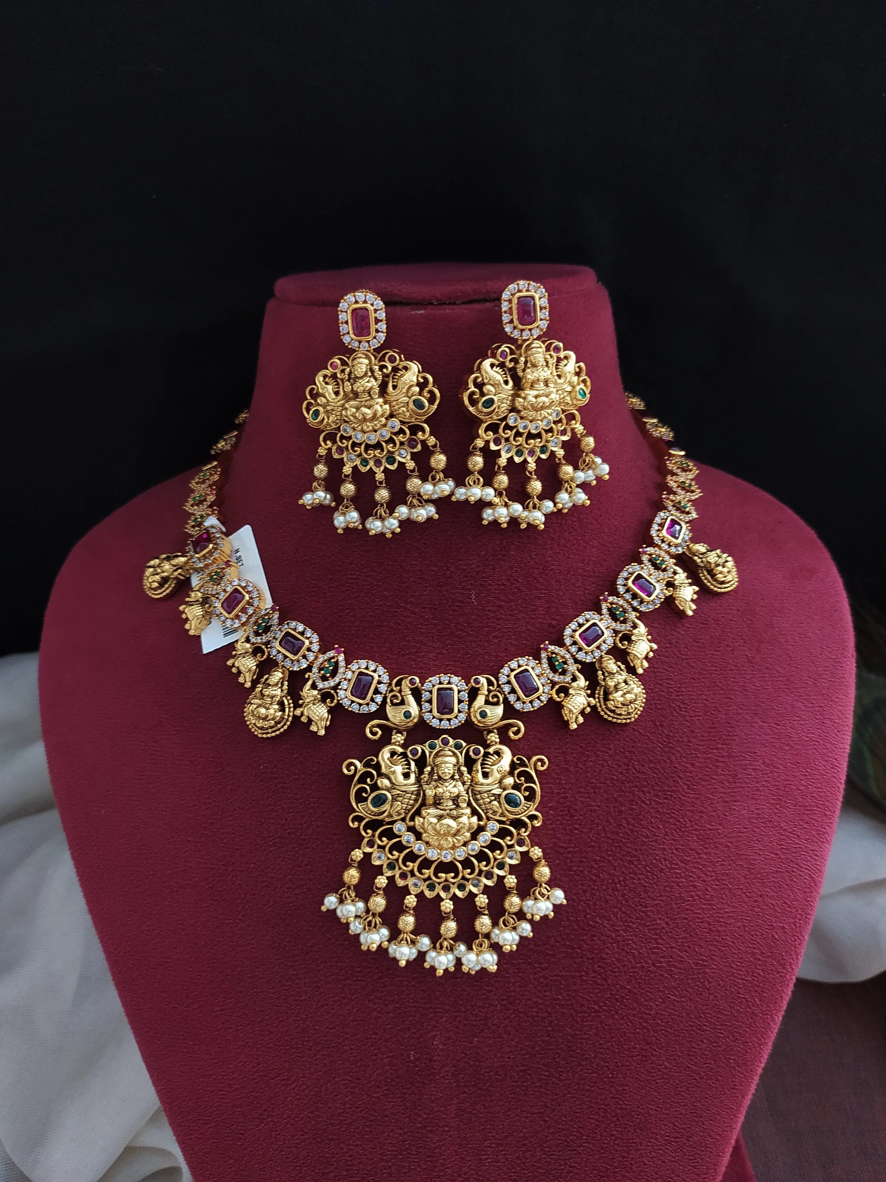 Divine Blessings and Enchanting Beauty Lakshmi Ji & Peacock Antique Necklace Set