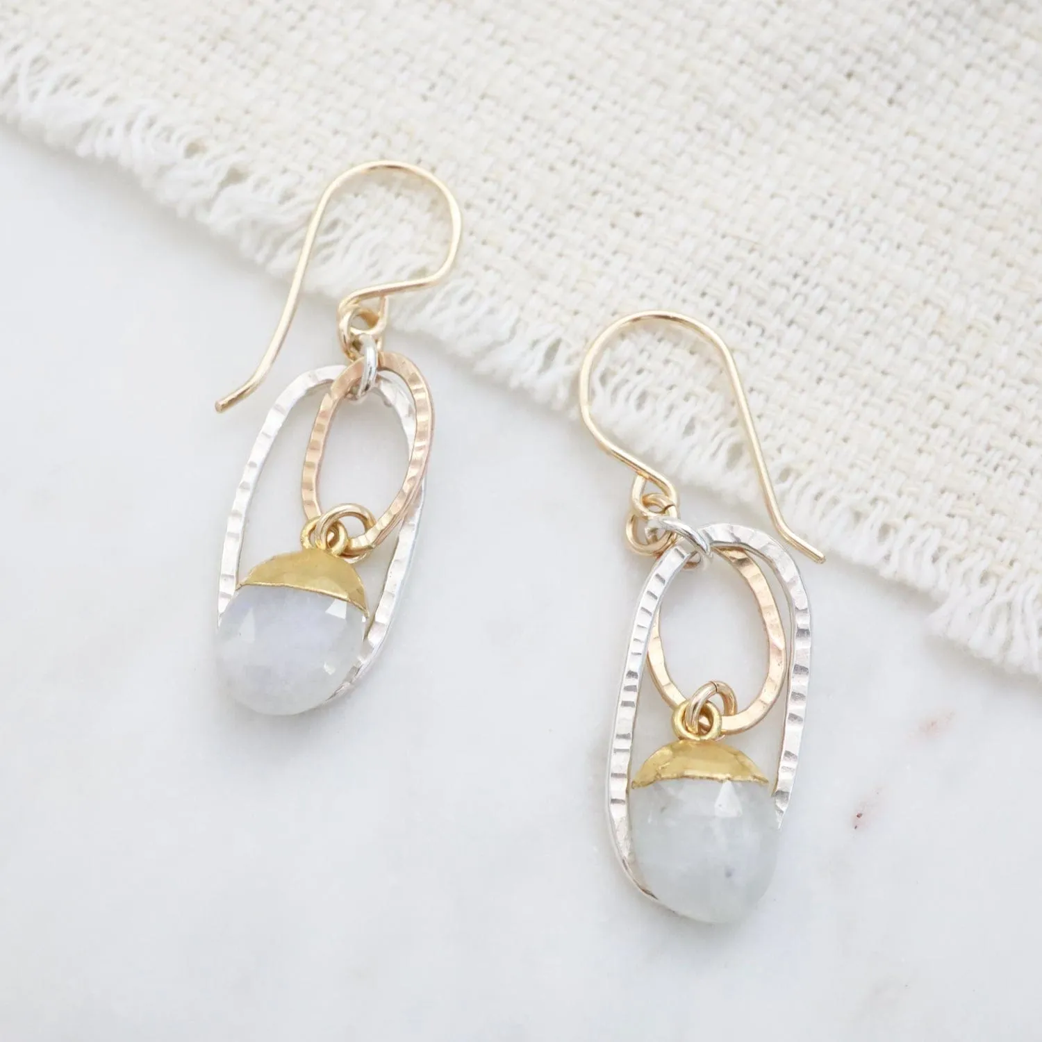 Double Ring Moonstone Earring