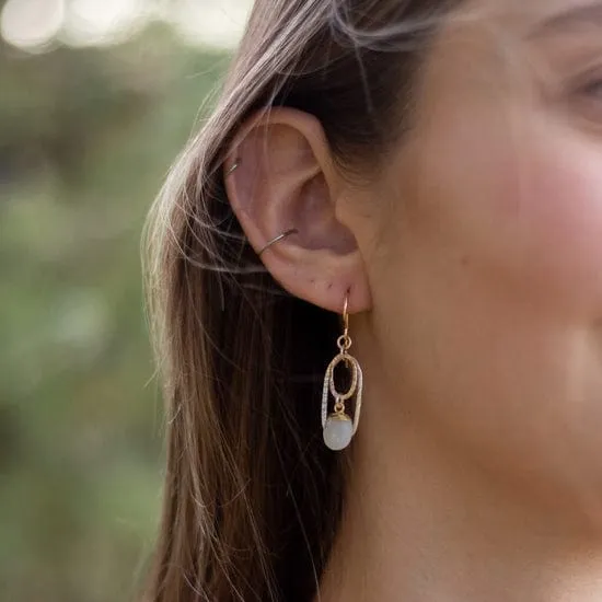 Double Ring Moonstone Earring