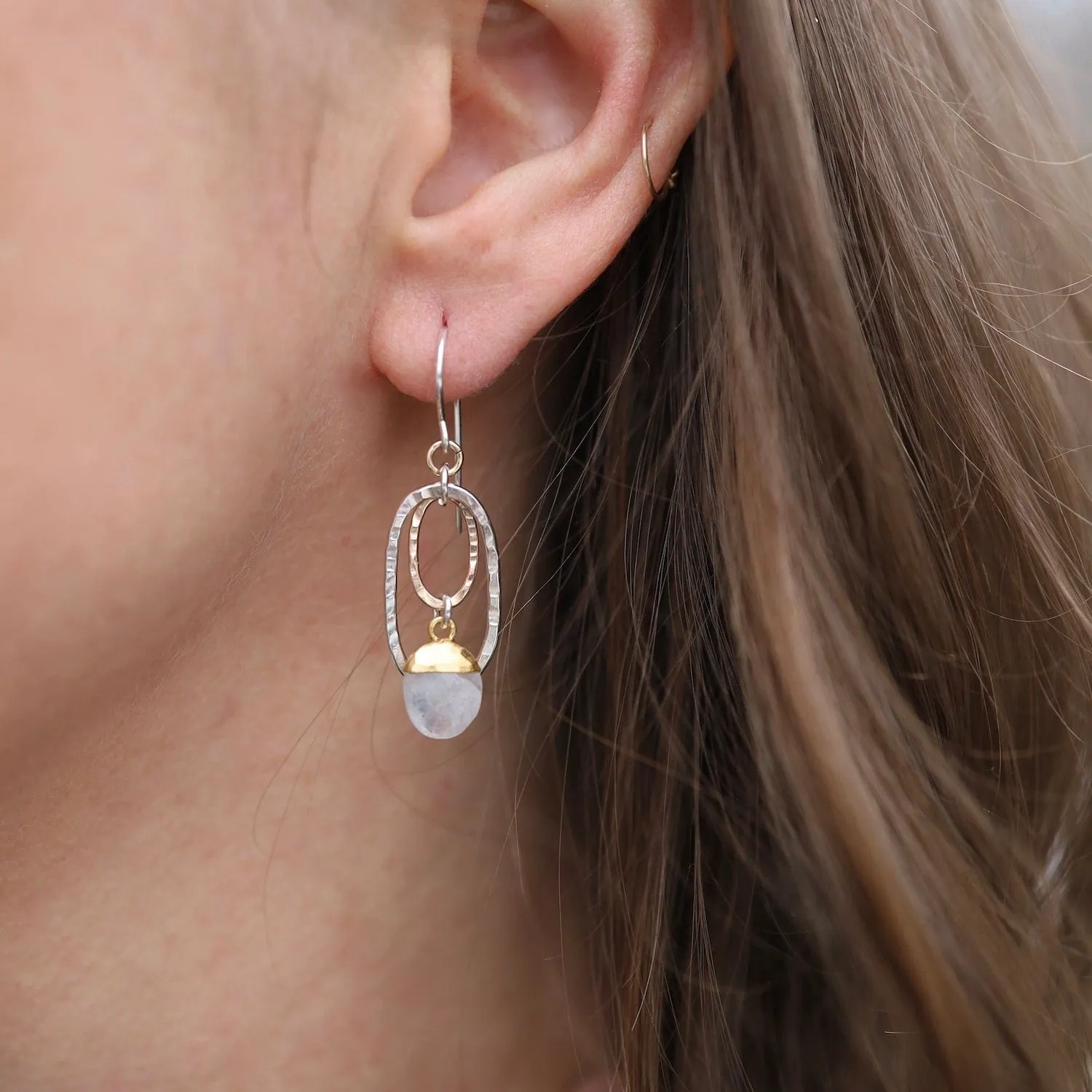 Double Ring Moonstone Earring