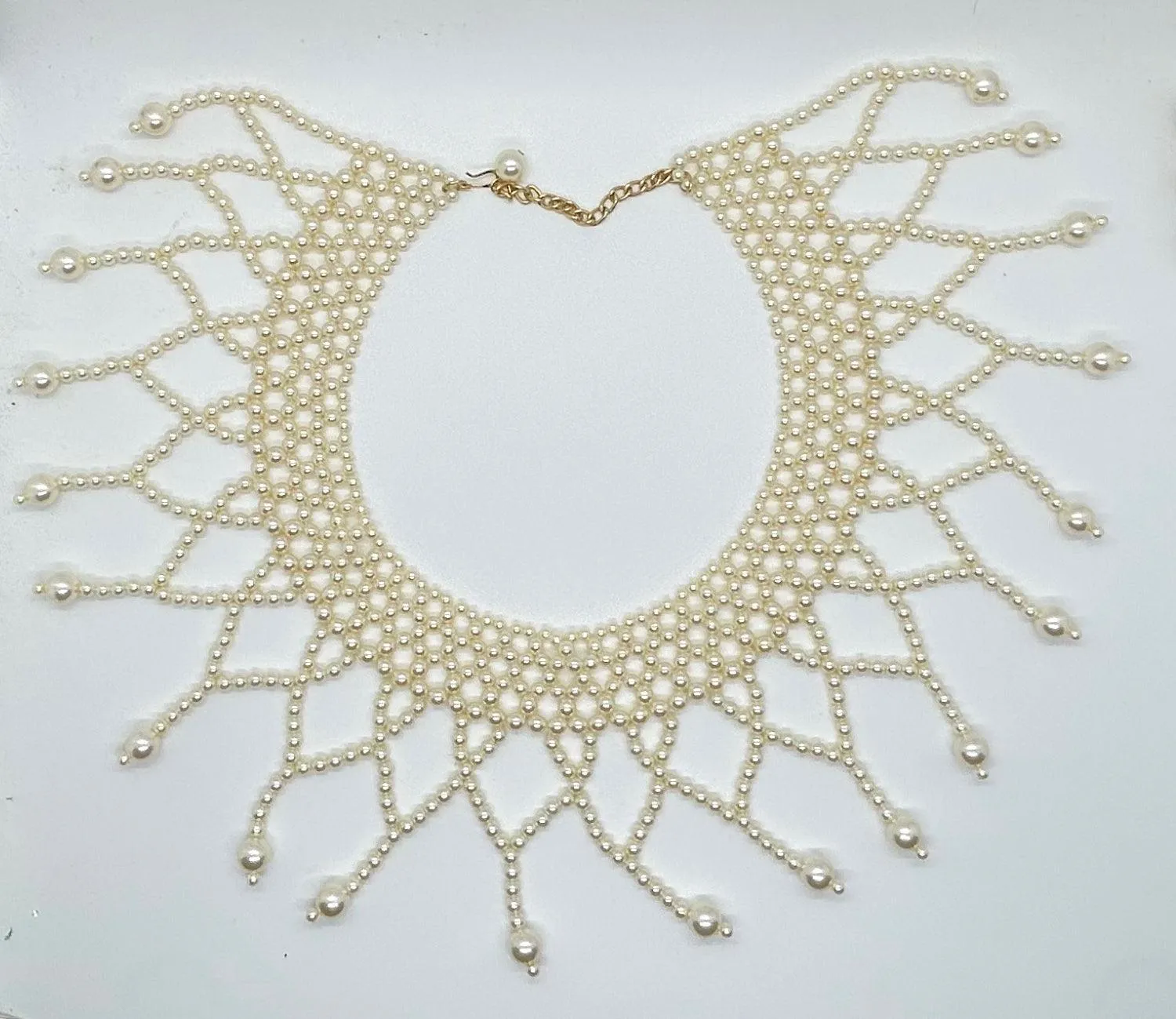 Elaborate Vintage Faux Pearl Necklace/ Collar