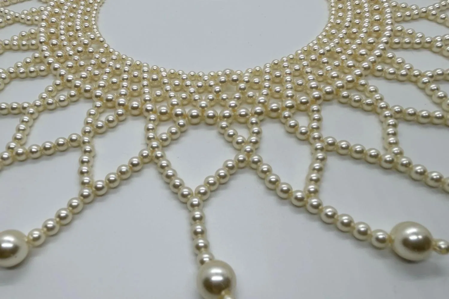 Elaborate Vintage Faux Pearl Necklace/ Collar