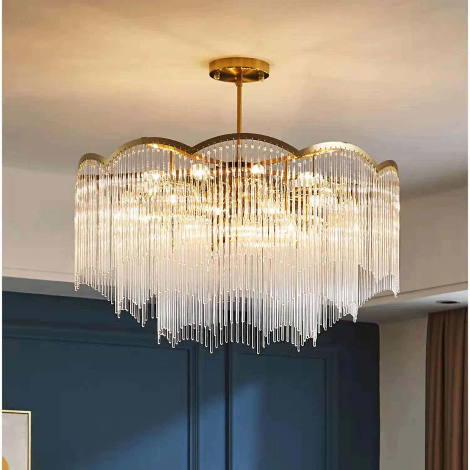 Elegant Lighting Chandelier Linear Crystal Lamp For Living/ Dining Room