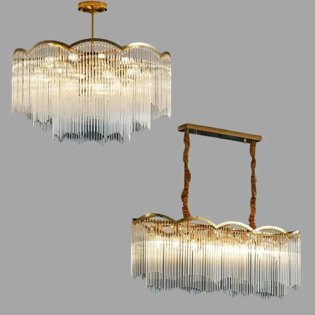 Elegant Lighting Chandelier Linear Crystal Lamp For Living/ Dining Room