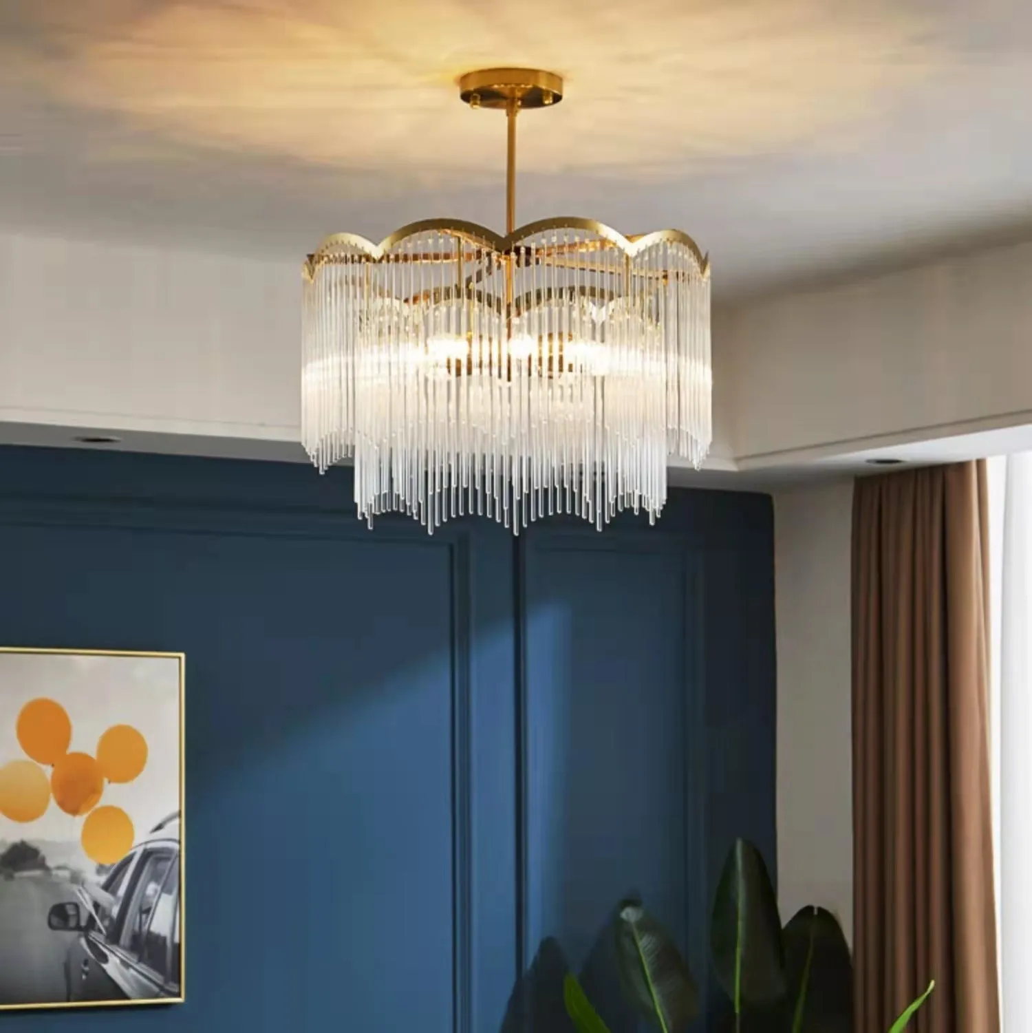 Elegant Lighting Chandelier Linear Crystal Lamp For Living/ Dining Room